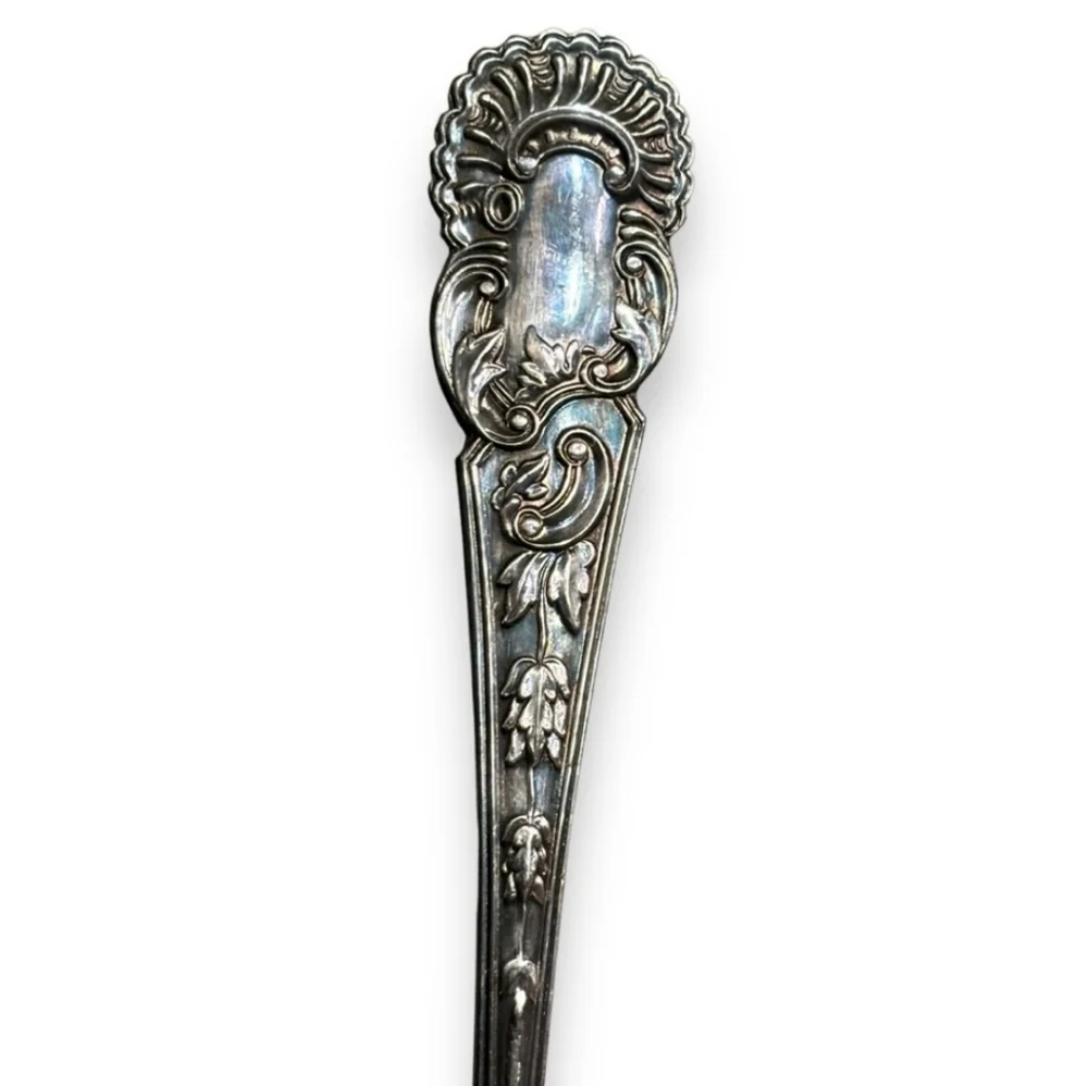 COOPER BROTHERS & SONS Antique Silver-Plate Kings Pattern Repousee Fruit Spoon